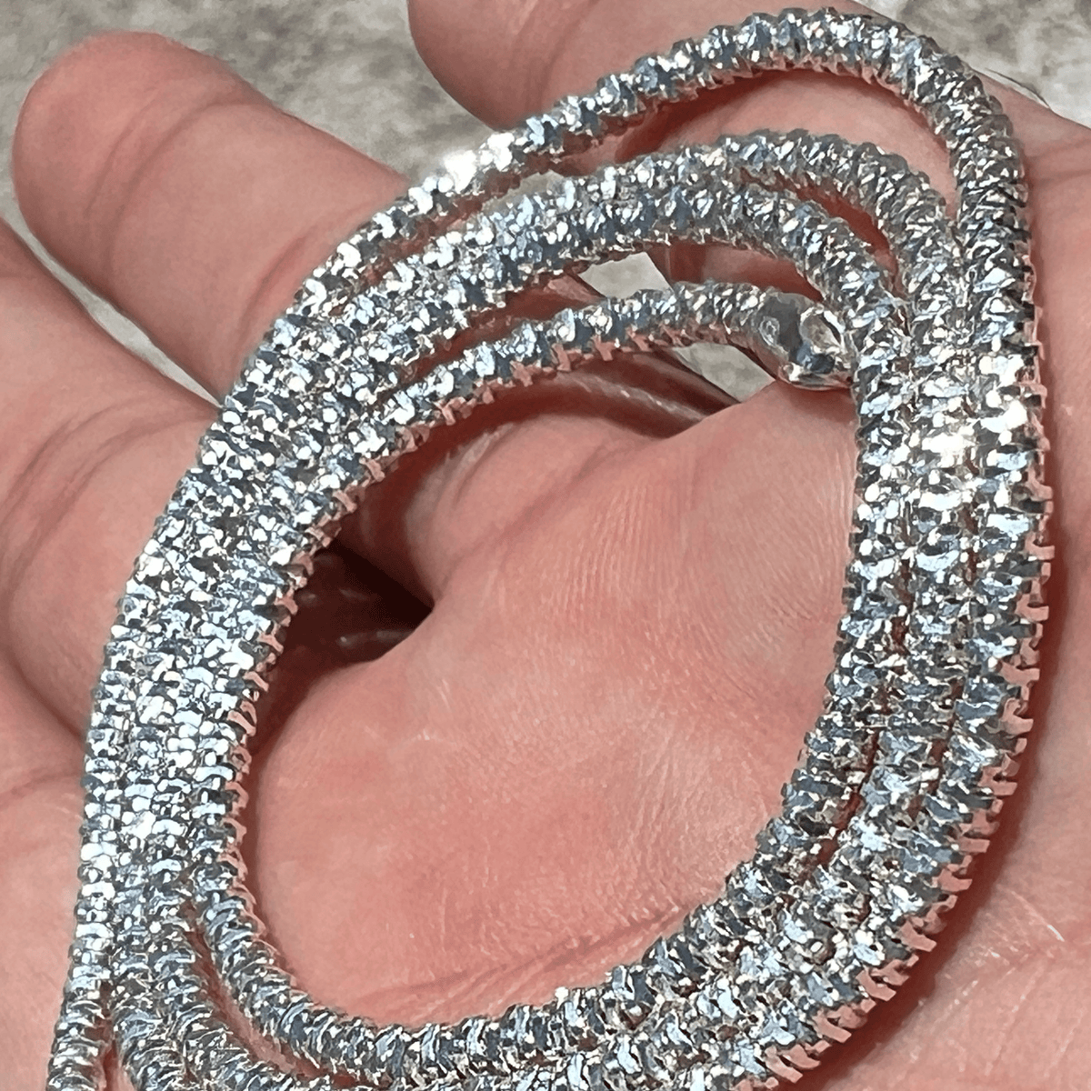 925 Sterling Silver Sparkle Diamond Cut Rope Chain Necklace 3MM 22