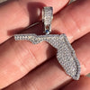 925 Sterling Silver State of Florida CZ Iced FL Bling Pendant