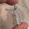 925 Sterling Silver State of Florida CZ Iced FL Bling Pendant