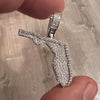 925 Sterling Silver State of Florida CZ Iced FL Bling Pendant
