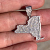 925 Sterling Silver State of New York CZ Iced NY Charm Pendant