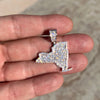 925 Sterling Silver State of New York CZ Iced NY Charm Pendant