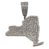 925 Sterling Silver State of New York CZ Iced NY Charm Pendant