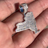 925 Sterling Silver State of New York CZ Iced NY Charm Pendant