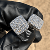 925 Sterling Silver Stud Earrings CZ Iced Blinged Out Square 10MM