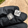 925 Sterling Silver Stud Earrings CZ Iced Blinged Out Square 10MM