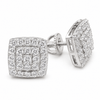 925 Sterling Silver Stud Earrings CZ Iced Blinged Out Square 10MM