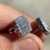 925 Sterling Silver Stud Earrings CZ Iced Flooded Out Square 10MM