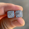 925 Sterling Silver Stud Earrings CZ Iced Flooded Out Square 10MM