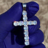 925 Sterling Silver Tennis Cross Pendant Iced CZ Flooded Out 1.75"