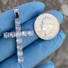 925 Sterling Silver Tennis Cross Pendant Iced CZ Flooded Out 1.75"