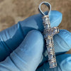 925 Sterling Silver Tennis Cross Pendant Iced CZ Flooded Out 1.75"