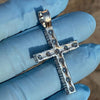 925 Sterling Silver Tennis Cross Pendant Iced CZ Flooded Out 1.75"