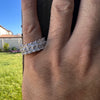 925 Sterling Silver Tennis Ring Iced Princess Cut CZ Flooded Out
