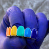 925 Sterling Silver Top Teeth Enamel Rainbow Colors Grillz