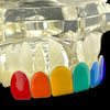 925 Sterling Silver Top Teeth Enamel Rainbow Colors Grillz