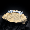 925 Sterling Silver Vampire Fang Grillz: Open Face Heart Cutout Double Caps