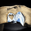 925 Sterling Silver Vampire Fang Grillz: Open Face Heart Cutout Double Caps