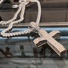 925 Sterling Silver VVS1 Moissanite 0.82CT Cross Miami Cuban Chain Necklace 3MM 16-30"