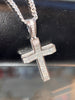 925 Sterling Silver VVS1 Moissanite 0.82CT Cross Miami Cuban Chain Necklace 3MM 16-30"