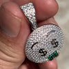 925 Sterling Silver Money Mouth Face Emoji CZ Iced $ Pendant