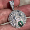 925 Sterling Silver Money Mouth Face Emoji CZ Iced $ Pendant