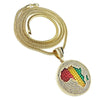 Africa Map Colors Medallion Franco Gold Finish Chain Necklace 36"