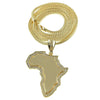 Africa Map Gold Finish Franco Chain Necklace 36"