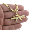 AK-47 Gun Rifle Gold Plated 24" Figaro Chain Necklace