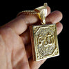 Allah Book Pendant Gold Finish 36" Franco Chain Necklace