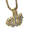 Allah Iced Pendant Gold Finish 36" Franco Chain Necklace