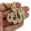 Allah Iced Pendant Gold Finish 36" Franco Chain Necklace