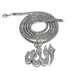 Allah Pendant Silver Tone 36" Franco Chain Necklace