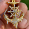 Anchor Drip Iced CZ Pendant Gold Plated over 925 Sterling Silver