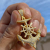 Anchor Drip Iced CZ Pendant Gold Plated over 925 Sterling Silver