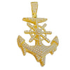 Anchor Drip Iced CZ Pendant Gold Plated over 925 Sterling Silver