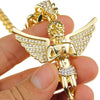 Angel Spread Wings Gold Finish 30" Cuban Chain Necklace