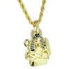 Anubis Bust Pendant Gold Finish Rope Chain necklace 24"