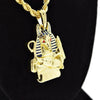 Anubis Bust Pendant Gold Finish Rope Chain necklace 24"