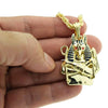 Anubis Bust Pendant Gold Finish Rope Chain necklace 24"