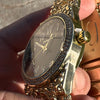 Arabic Numerals Gold Finish Black Face Dial Iced Nugget Watch