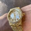 Arabic Numerals Gold Finish Gold Face Dial Iced Nugget Watch