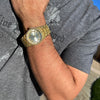 Arabic Numerals Gold Finish Gold Face Dial Iced Nugget Watch