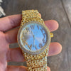 Arabic Numerals Gold Finish Gold Face Dial Iced Nugget Watch