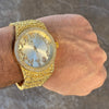 Arabic Numerals Gold Finish Gold Face Dial Iced Nugget Watch