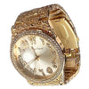 Arabic Numerals Gold Finish Gold Face Dial Iced Nugget Watch