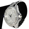 Baguette Micro Pave Silver Tone Iced  Flooded Out Watch