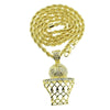 Basketball Hoop Rope Chain Gold Finish Necklace 30"