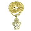 Basketball Hoop Rope Chain Gold Finish Necklace 30"