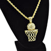 Basketball Hoop Rope Chain Gold Finish Necklace 30"